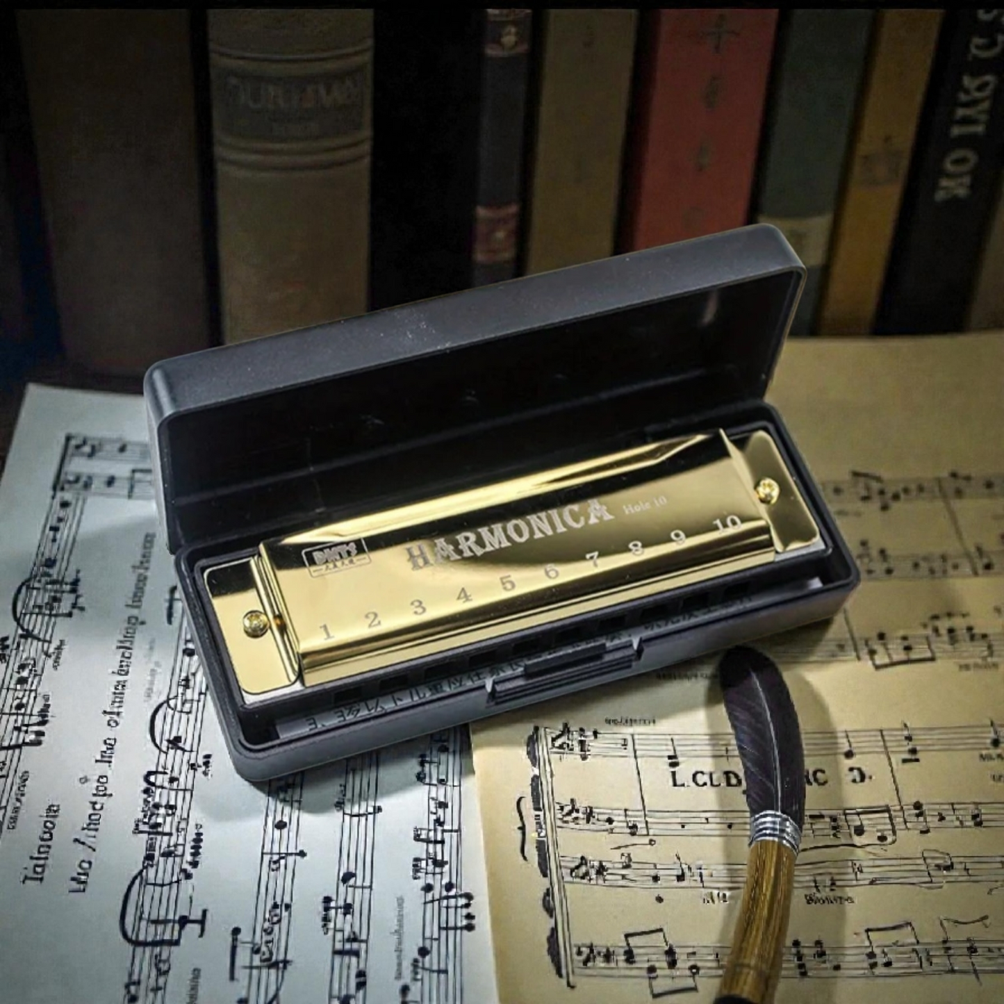 10 Hole Harmonica Key of C Chromatic Harp with Protective Case for Beginners