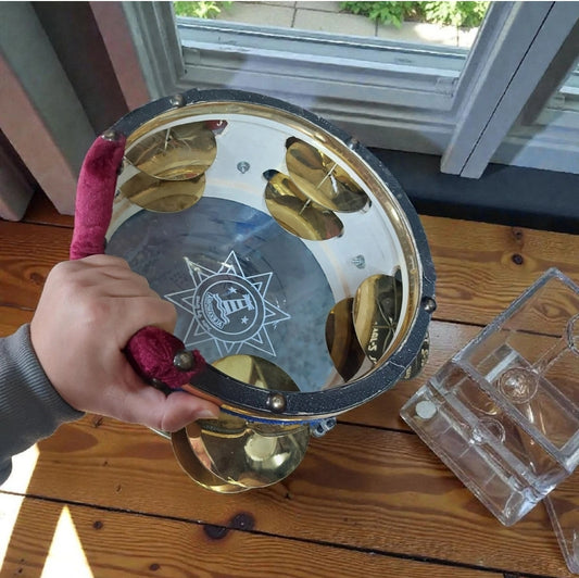 1PC Professional Riq Tambourine Drum with Synthetic Head & Brass Jingles Clear Powerful Sound