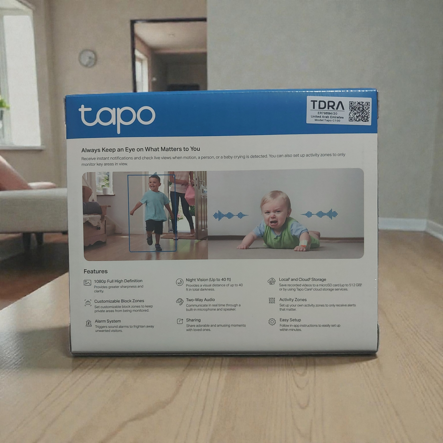 Tapo C100 1080p WiFi Home Security Camera with Motion Detection Night Vision Baby Monitor Indoor Cam
