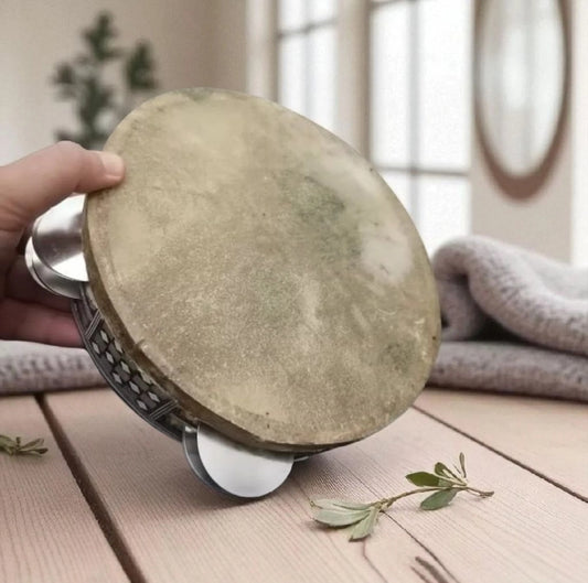 9" Handmade Arabic Riq Classic Egyptian Daff Tambourine Traditional Middle Eastern Percussion Instrument