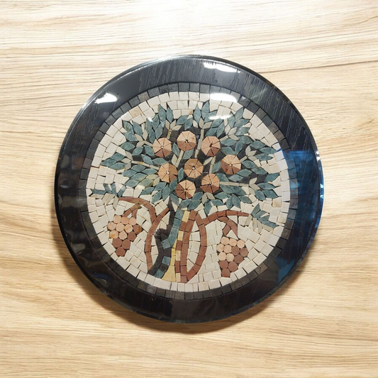 Handmade Mosaic Wall Art Round Stone Tile Fruit Tree Decor Home Hanging Plaque