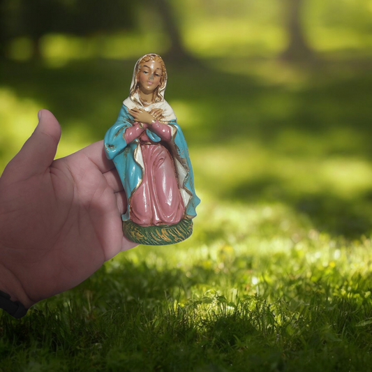 Vintage Kneeling Virgin Mary 5" Nativity Figure Italy Paper Mache Cath